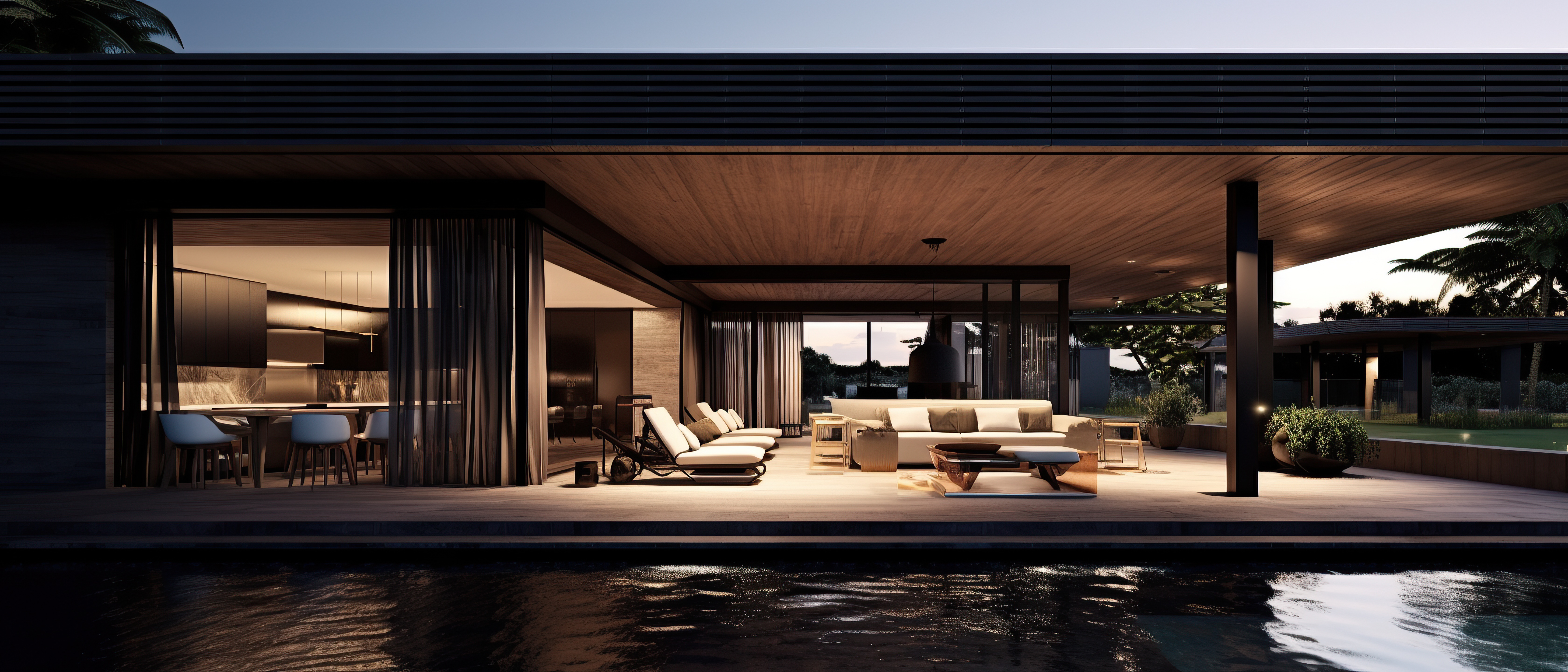 Fortune Residence — modern luxury home in Northern Portugal at dusk